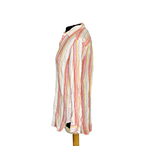 Gap Womens Striped Lightweight Linen Tunic Top XS Long Sleeve Multicolor - Picture 2 of 10